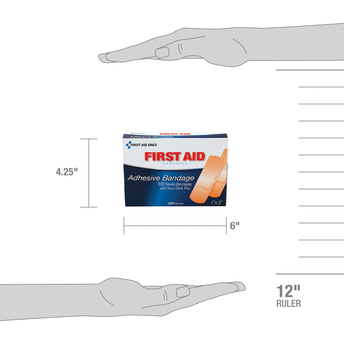 First Aid Only 1’’x3’’ Plastic Bandages 100 per Box