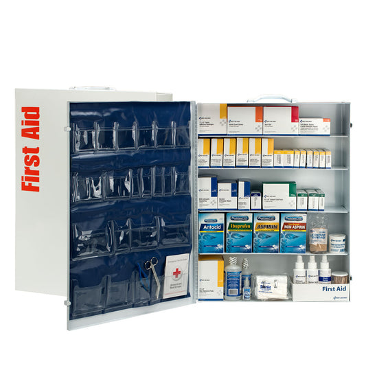 First Aid Only 200 Person 5 Shelf Industrial Metal Cabinet with Pocket Liner