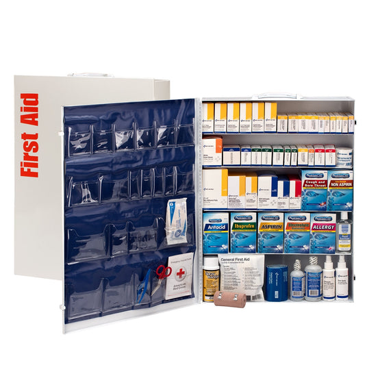 First Aid Only 200 Person 5 Shelf Metal Cabinet ANSI B+ Type I & II with Medication 2015 Compliant