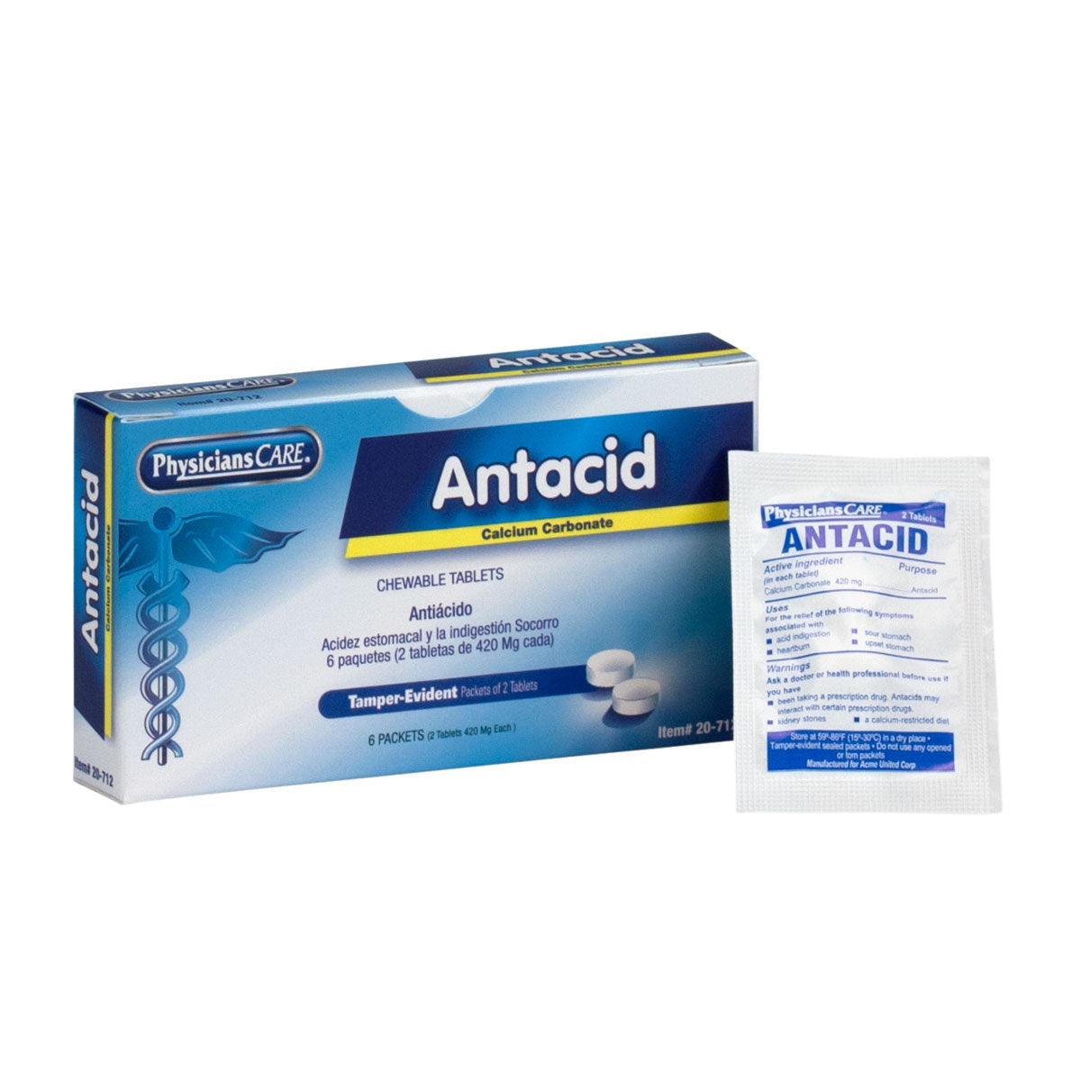 First Aid Only PhysiciansCare Antacid Includes 6 Packets of 2 Tablets