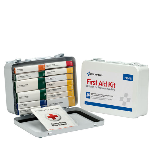 First Aid Only 25 Person 16 Unit Kit Metal Case OSHA Compliant