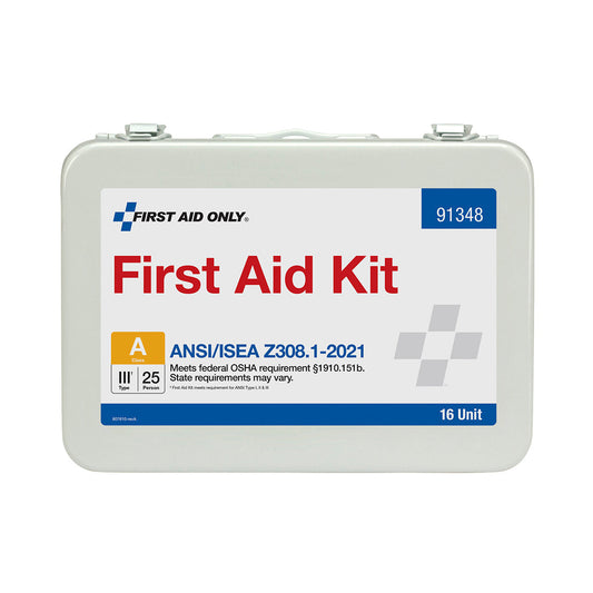 First Aid Only 25 Person ANSI A 16 Unit Metal Kit 2021 Compliant