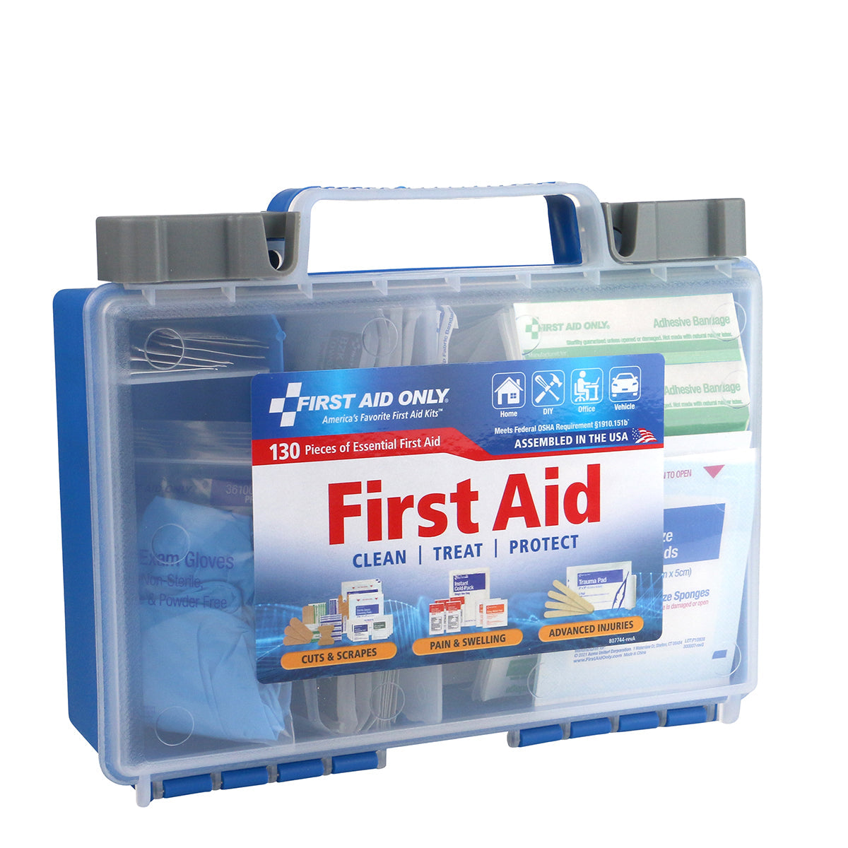 First Aid Only 25-Person Clear Front Plastic Kit 130 pieces