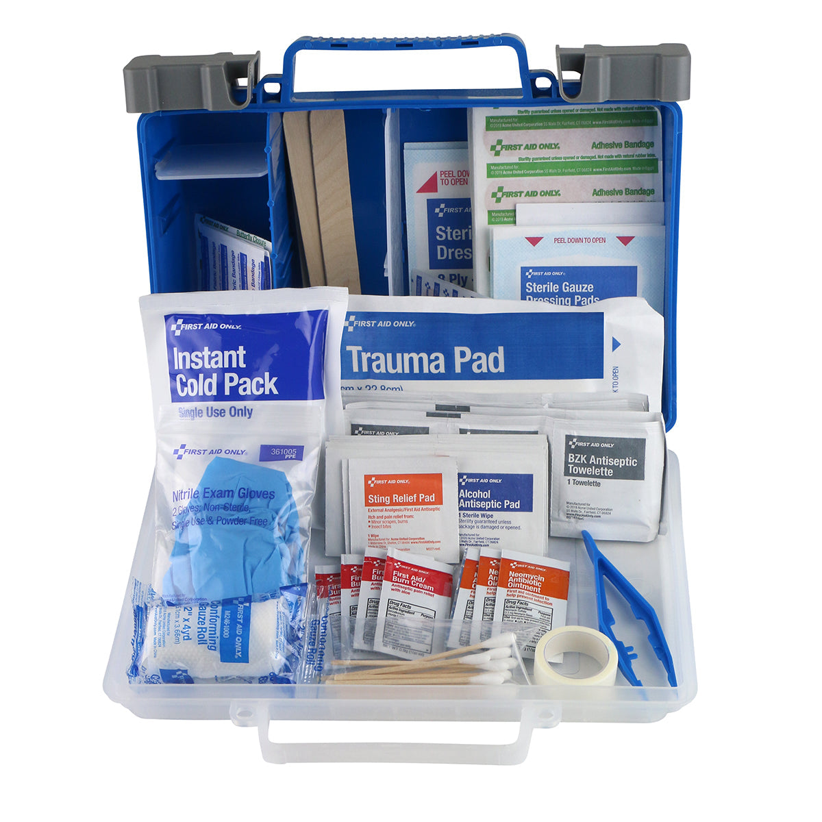 25-Person Clear Front Plastic First Aid Kit 130 pieces – firstaidonly