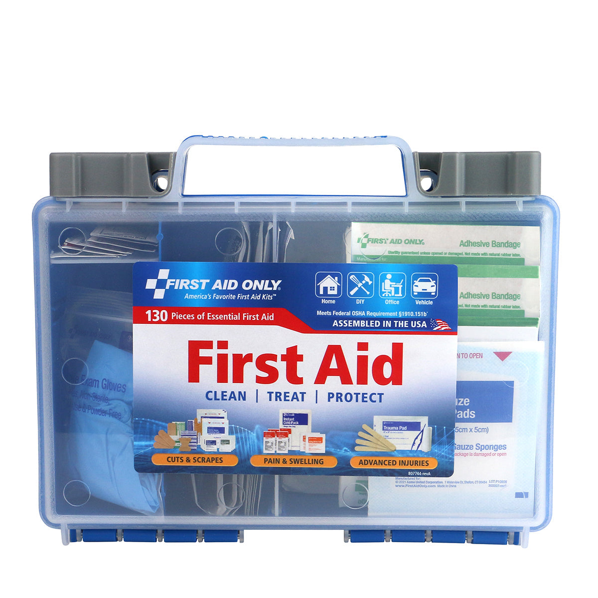 Disposable First Aid Kit 25-Person Clear Front Plastic First Aid Kit 130 pieces – firstaidonly