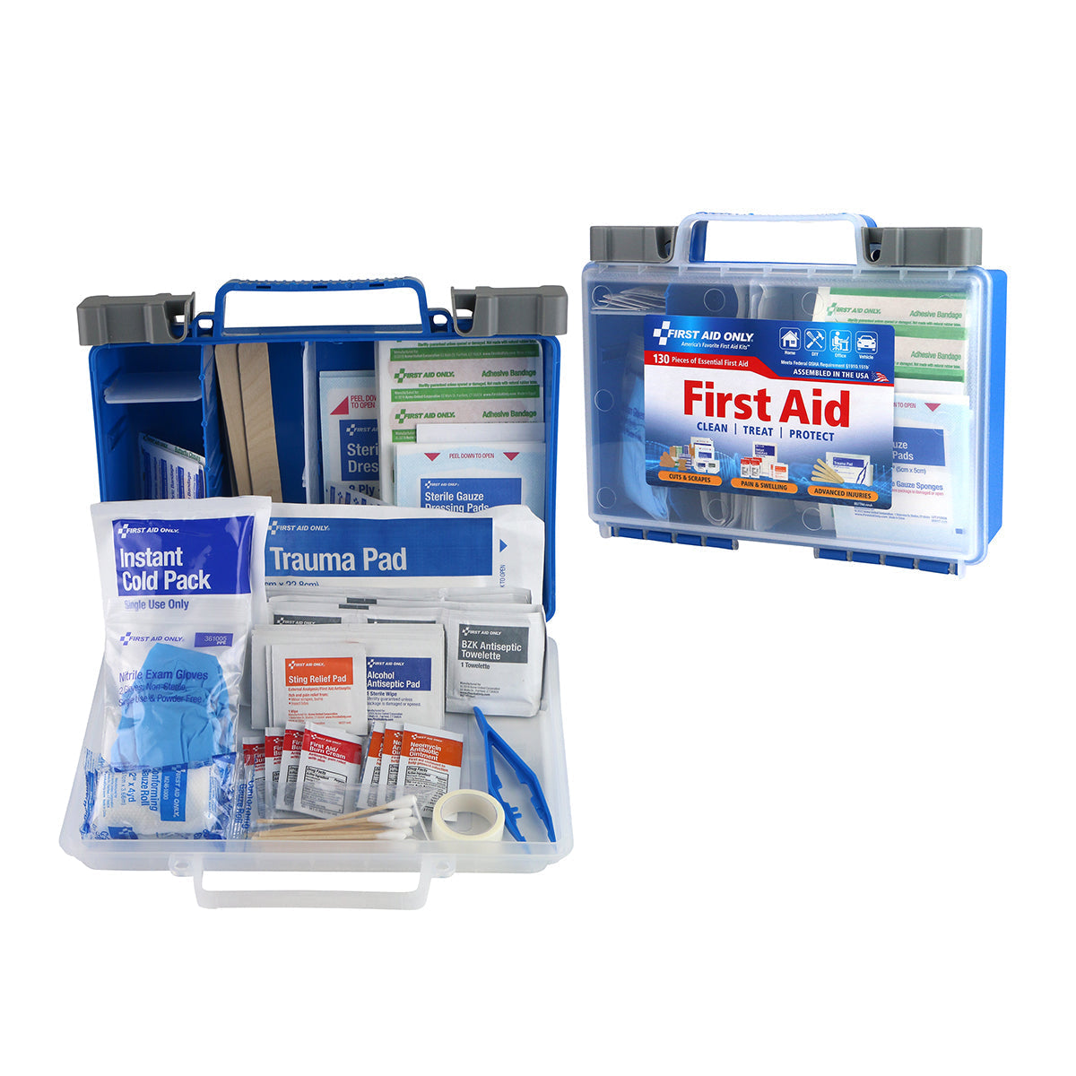 25-Person Clear Front Plastic First Aid Kit 130 pieces – firstaidonly