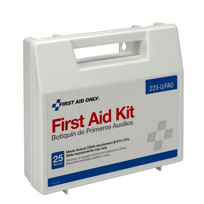 First Aid Only 25 Person Kit Plastic Case with Dividers OSHA Compliant