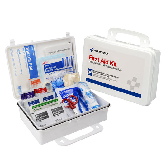 First Aid Only 25 Person OSHA Kit Weatherproof Plastic Case Compliant