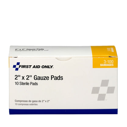 First Aid Only 2’’x2’’ Sterile Gauze Pads 10 Per Box