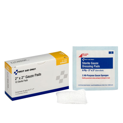 First Aid Only 2’’x2’’ Sterile Gauze Pads 10 Per Box