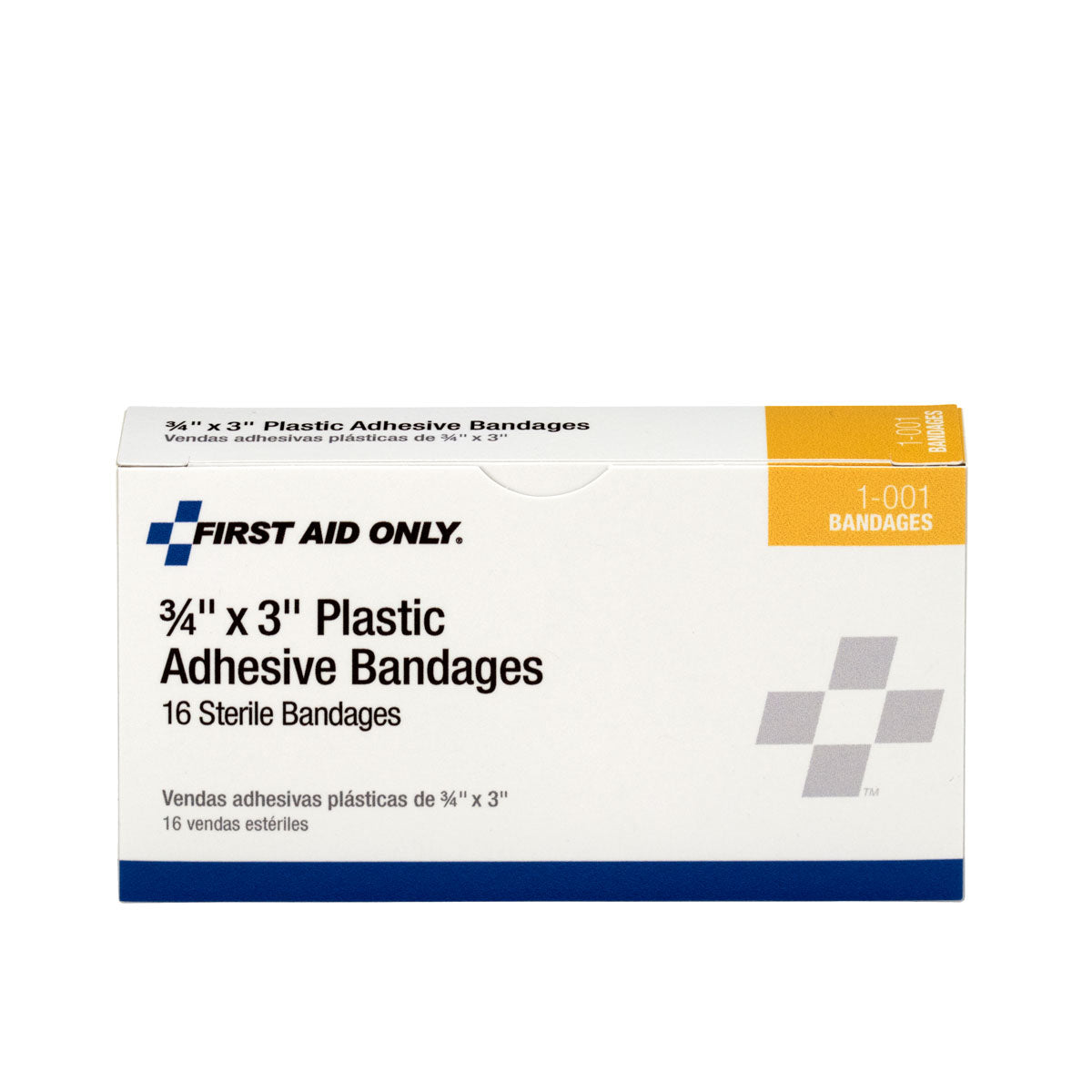 First Aid Only 3/4’’ x 3’’ Adhesive Plastic Bandages 16 Per Box