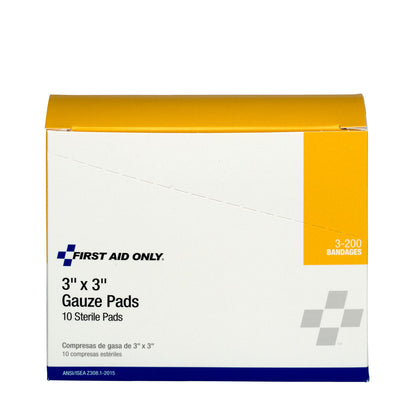 First Aid Only 3’’x3’’ Sterile Gauze Pads 10 Per Box