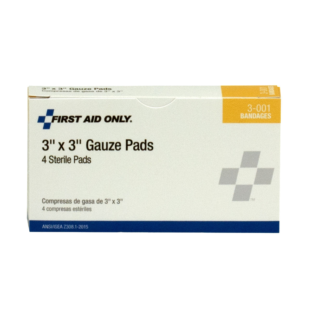 First Aid Only 3’’x3’’ Sterile Gauze Pads 4 per Box