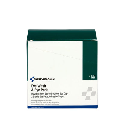 First Aid Only 4 Piece Eye Wash Kit - oz. Eyewash pads & Adhesive Strips 1 set/box