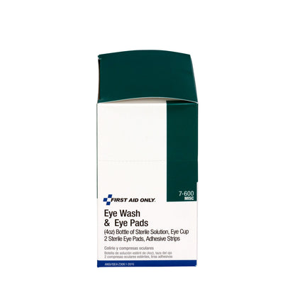 First Aid Only 4 Piece Eye Wash Kit - oz. Eyewash pads & Adhesive Strips 1 set/box
