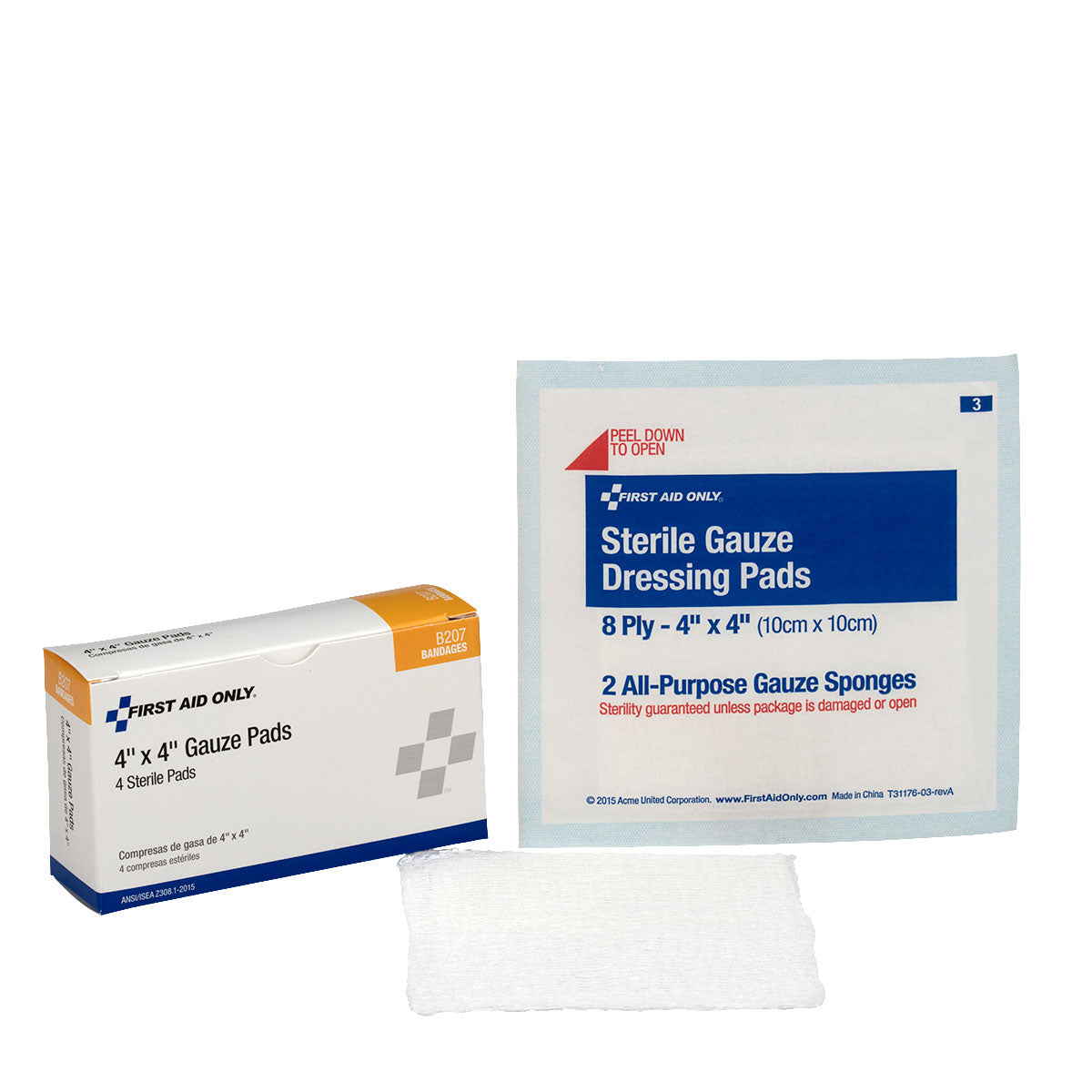 First Aid Only 4’’x 4’’ Sterile Gauze Pads 4 Per Box