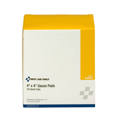 First Aid Only 4’’x4’’ Sterile Gauze Pads 50 Per Box