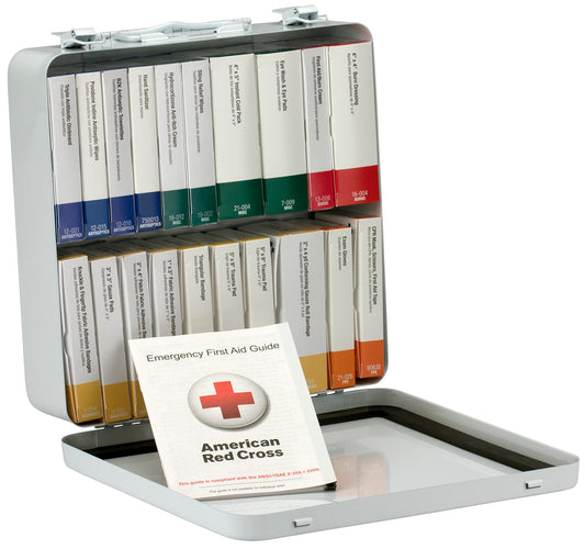 First Aid Only 50 Person 24 Unit Kit Metal Weatherproof ANSI A+ Type III 2015 Compliant