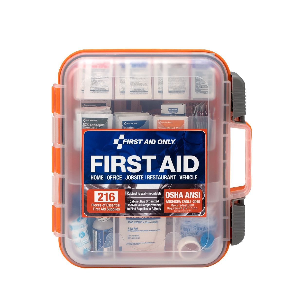 50 Person ANSI A + 216 Piece First Aid Kit Plastic – firstaidonly