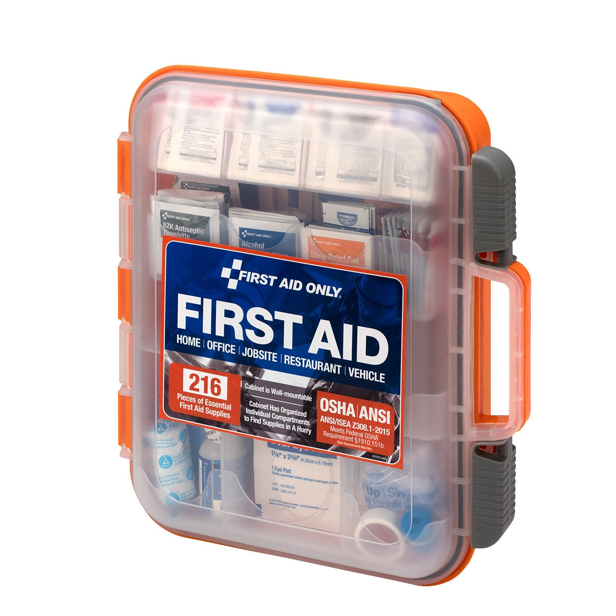 50 Person ANSI A + 216 Piece First Aid Kit Plastic – firstaidonly