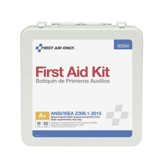 First Aid Only 50 Person Bulk Metal Kit Weatherproof ANSI A+ Type III 2015 Compliant