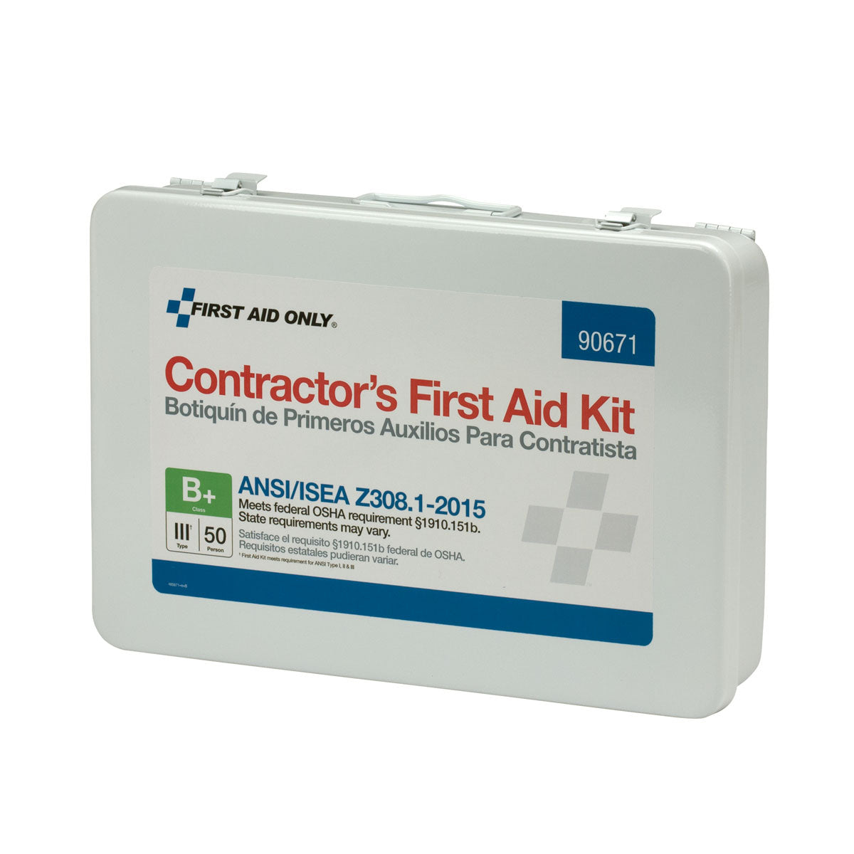 First Aid Only 50 Person Contractor ANSI B + Kit Metal Case Type III 2015 Compliant