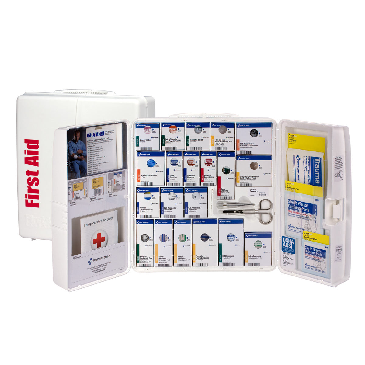 First Aid Only 50 Person Large Plastic SmartCompliance ANSI A Cabinet with Medications 2021 Compliant