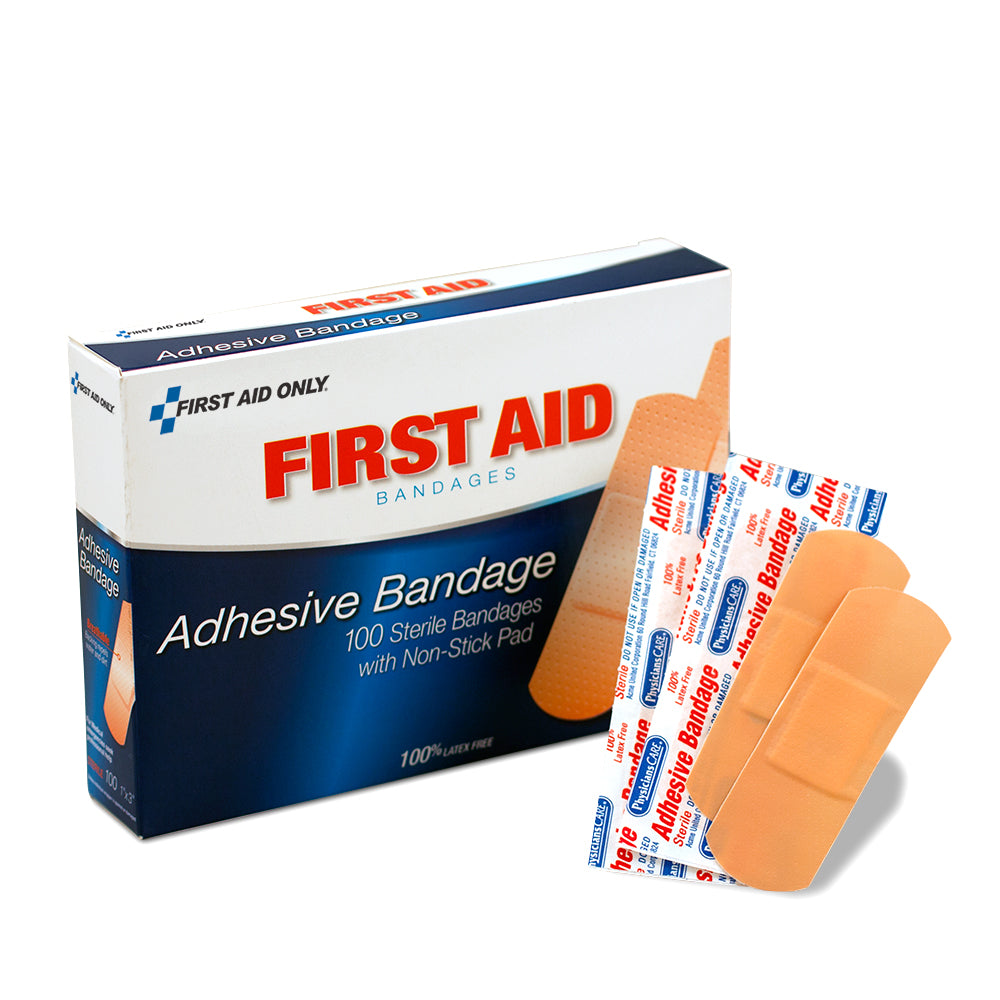 First Aid Only 1’’x3’’ Plastic Bandages 100 per Box