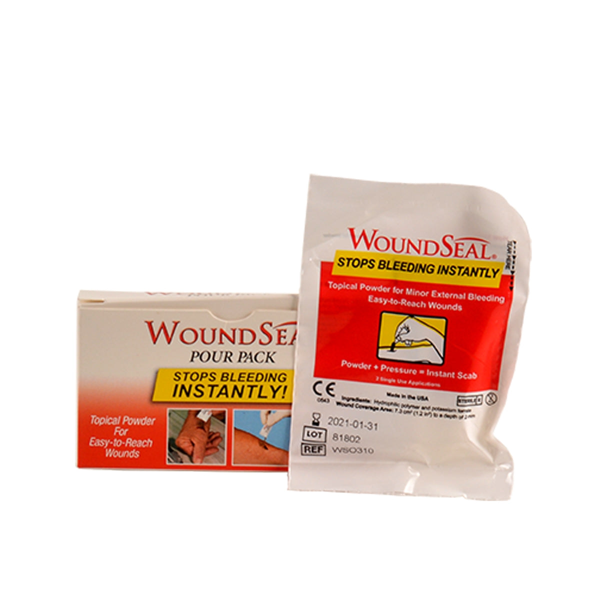 First Aid Only Wound Seal Blood Clot Powder Pour Packs Box of 2