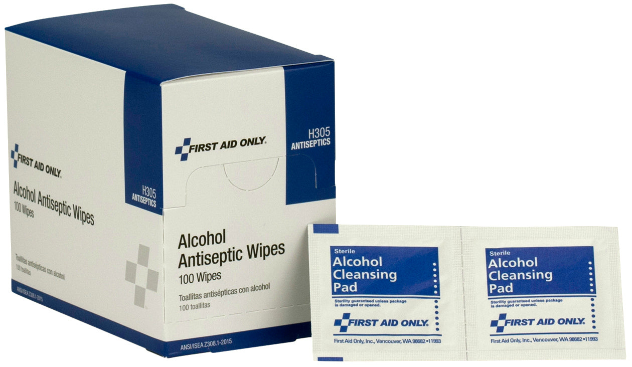 First Aid Only Alcohol Wipes 100 Per Box