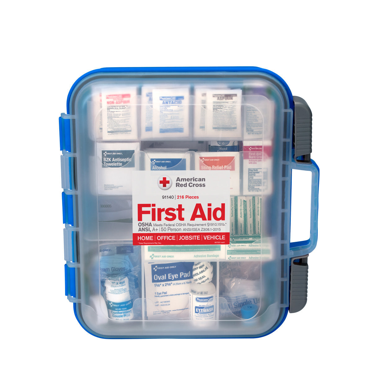 American Red Cross Clear Cover 50 Person ANSI A First – firstaidonly