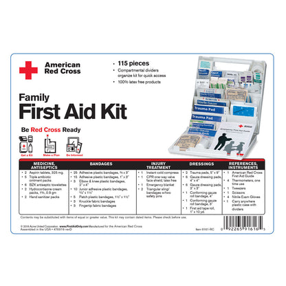 First Aid Only American Red Cross Deluxe Family Kit Plastic Case