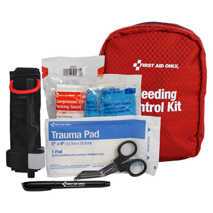 First Aid Only Bleeding Control Kit for Florida State Regulation HB1357 and HB5001 Fabric Pouch