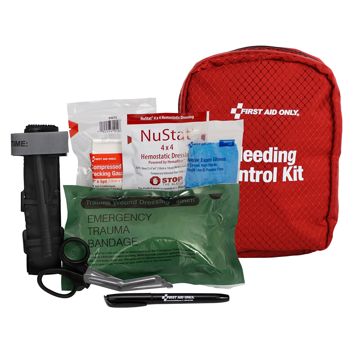 First Aid Only Bleeding Control Kit for Illinois Regulation HB1561 Fabric Pouch