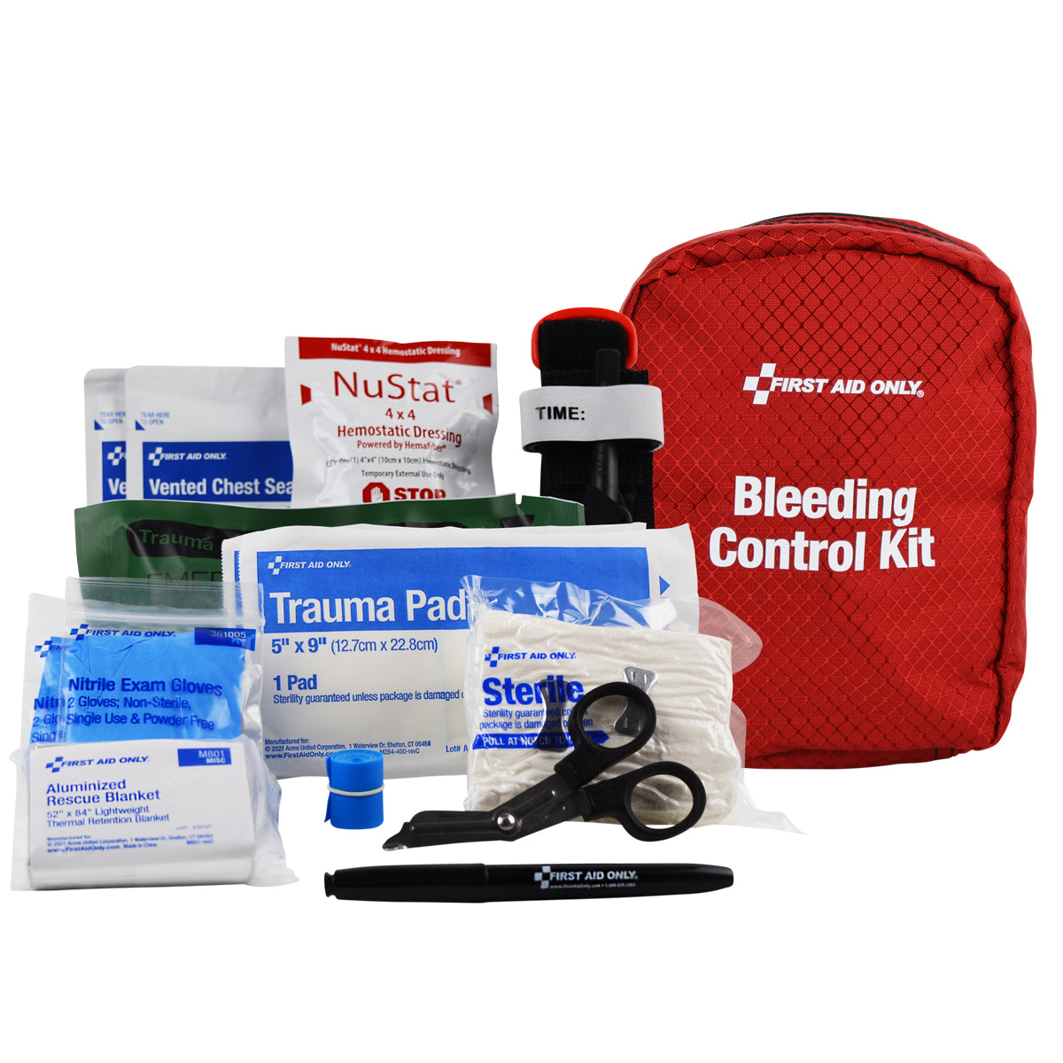First Aid Only Bleeding Control Kit for Limb Chest & Torso Wounds