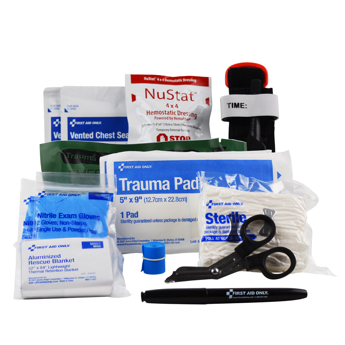 First Aid Only Bleeding Control Kit for Limb Chest & Torso Wounds