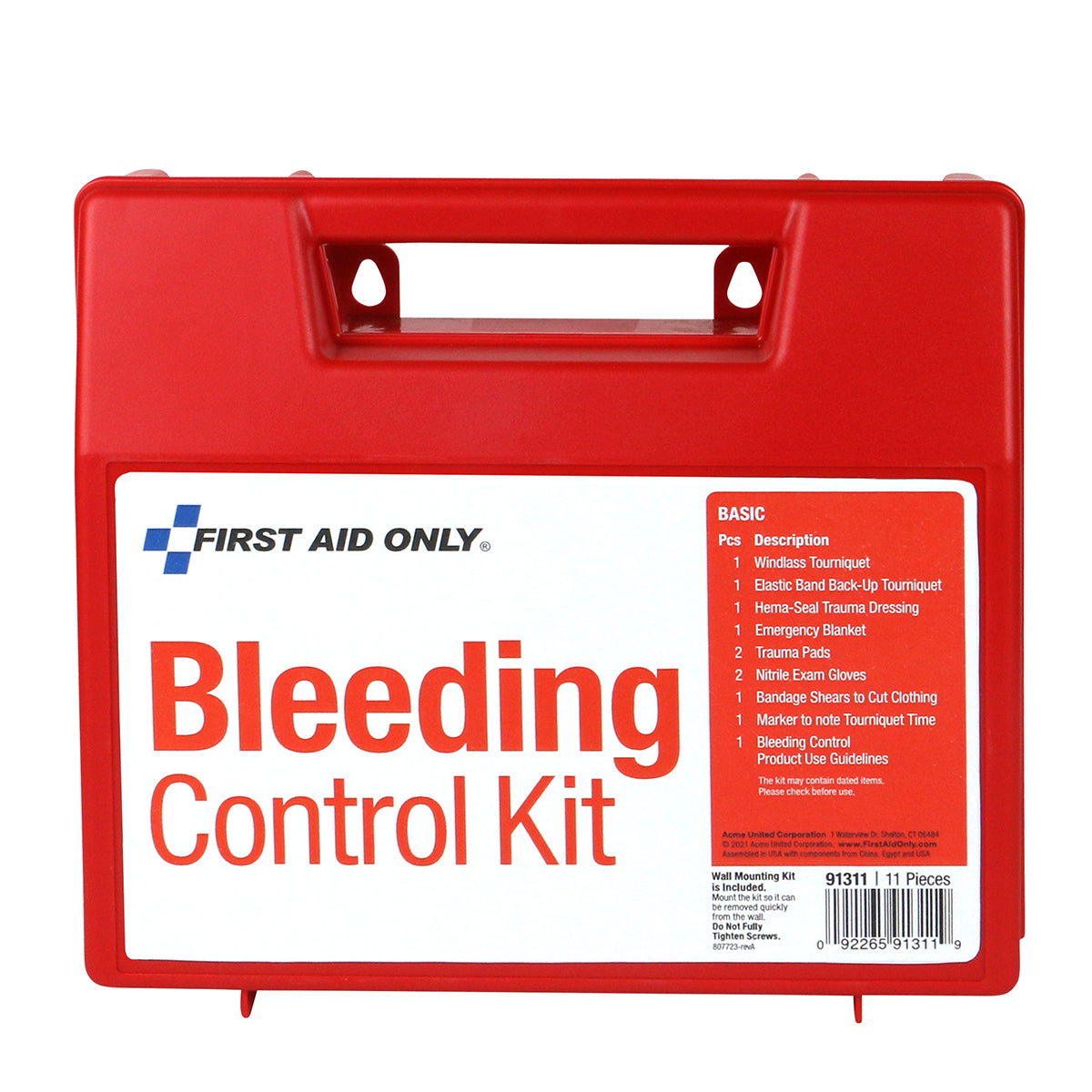 First Aid Only Bleeding Control Wall Station Basic Kit