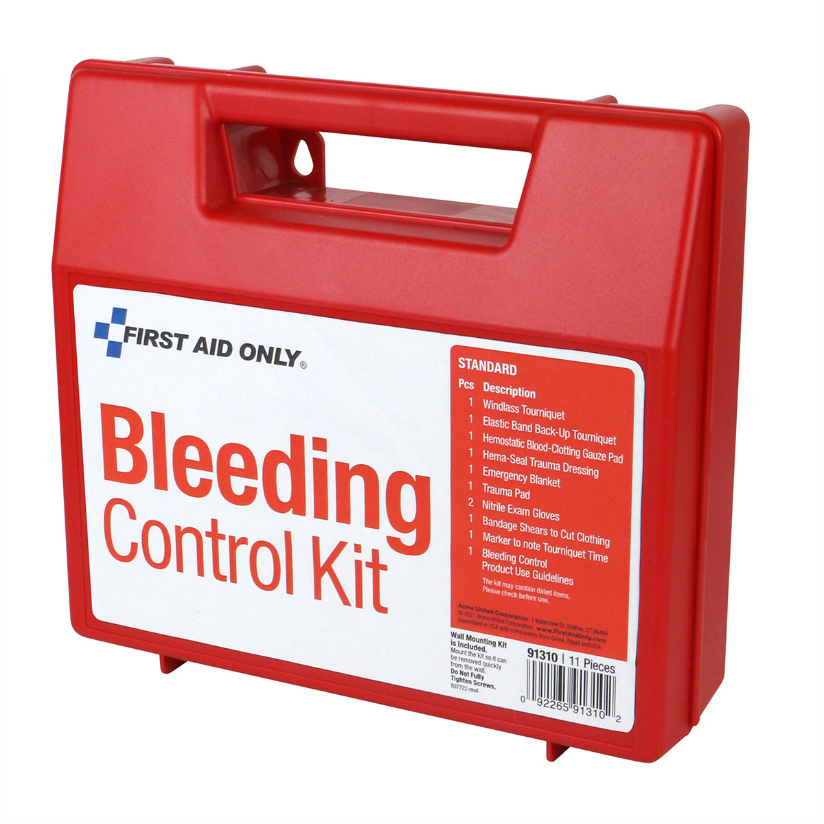 First Aid Only Bleeding Control Wall Station Standard Kit