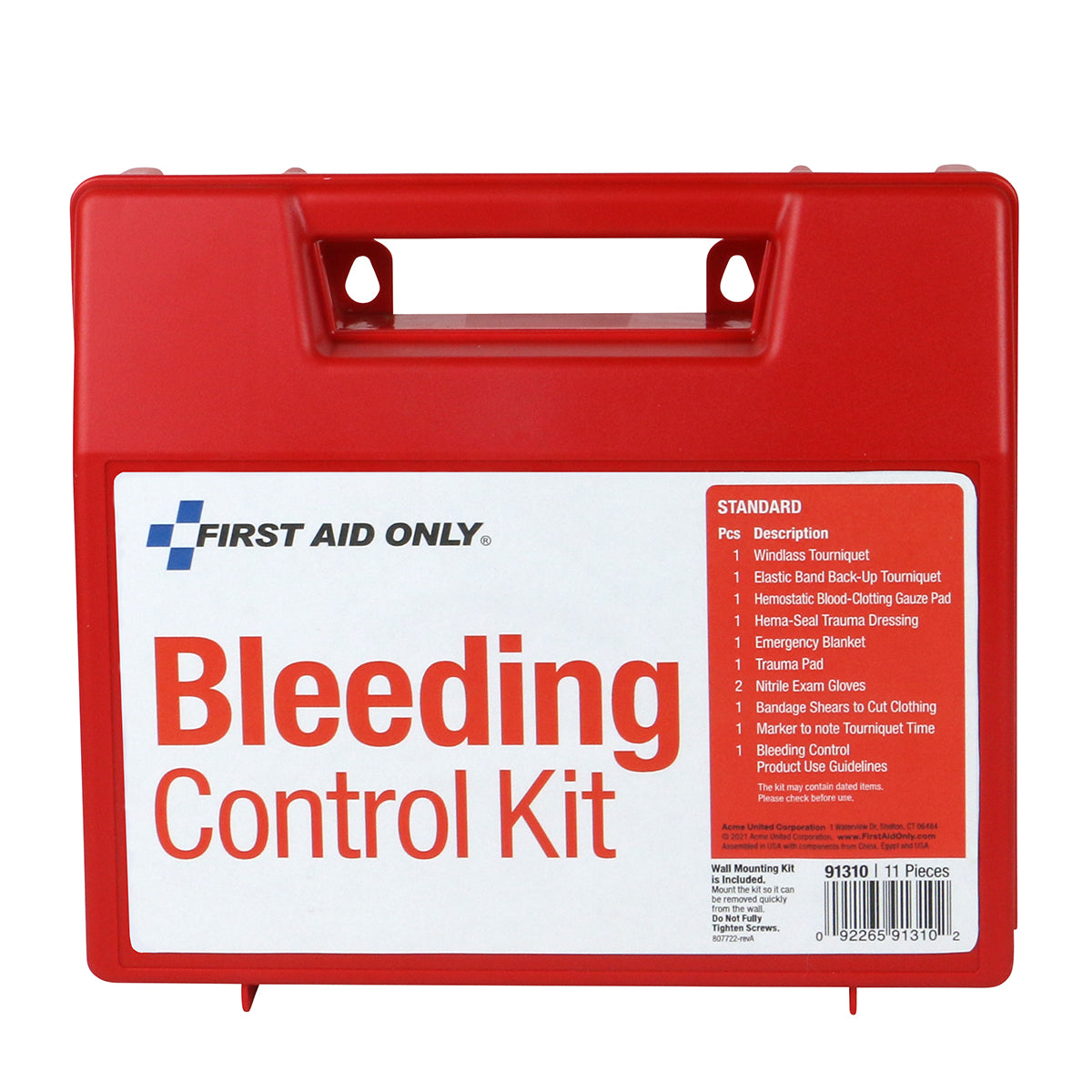 First Aid Only Bleeding Control Wall Station Standard Kit