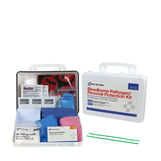 First Aid Only Blood borne Pathogen (BBP) & Personal Protection and Spill Clean Up Kit with CPR Plastic Case