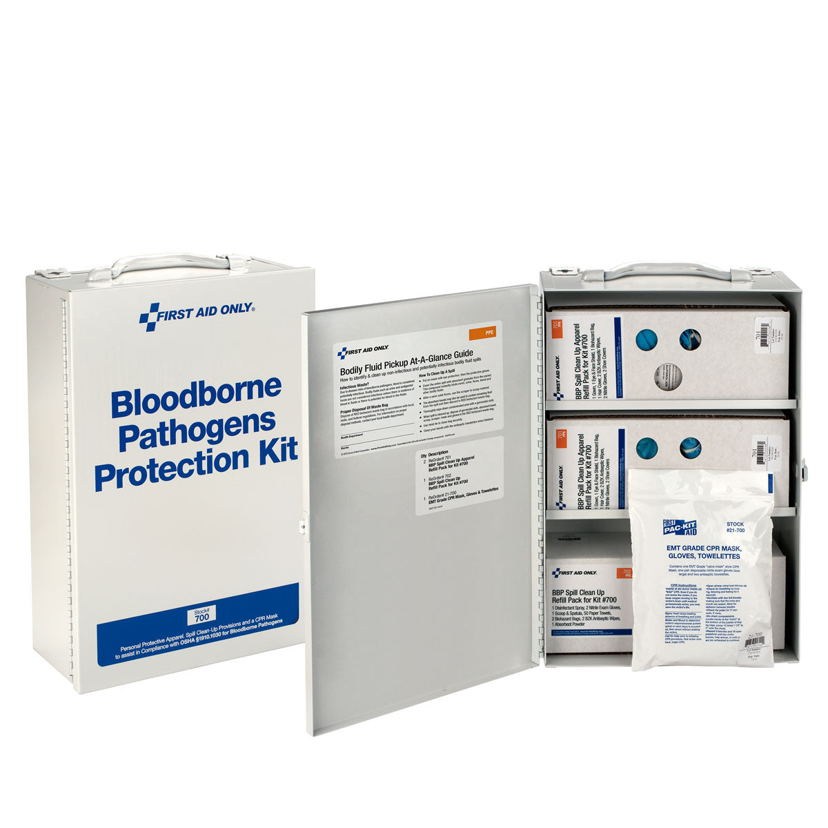 First Aid Only Bloodborne Pathogen (BBP) Spill Clean-up Cabinet