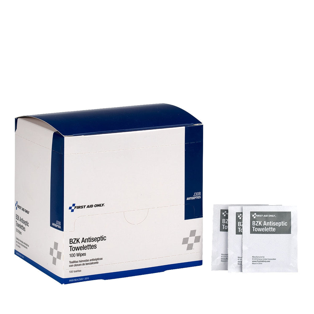 BZK Antiseptic Wipes 100 Per Box - First Aid Only – firstaidonly