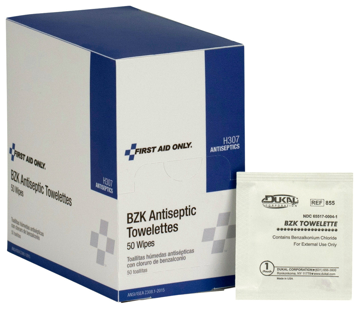 First Aid Only BZK Antiseptic Wipes 50 Per Box