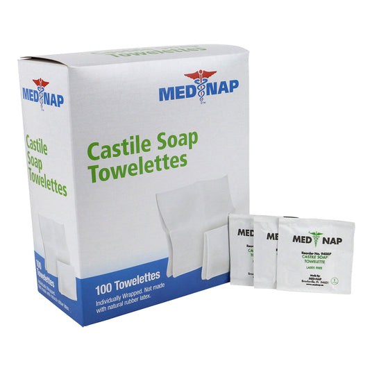 First Aid Only Castile Soap Wipes 100 per Box Case of 10 Boxes