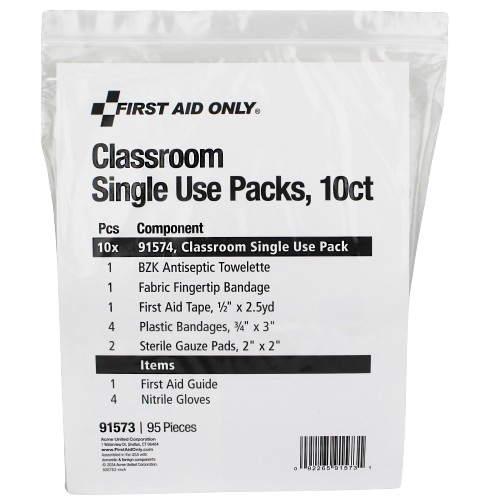First Aid Only Classroom Single Use Kits 10 Pack