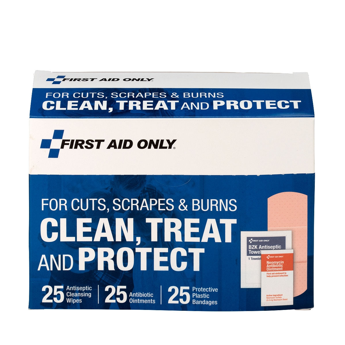 Clean Treat and Protect for Cuts Scrapes & Burns – firstaidonly