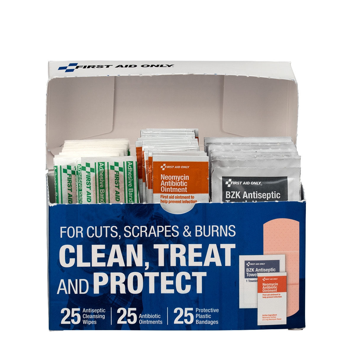 Clean Treat and Protect for Cuts Scrapes & Burns – firstaidonly