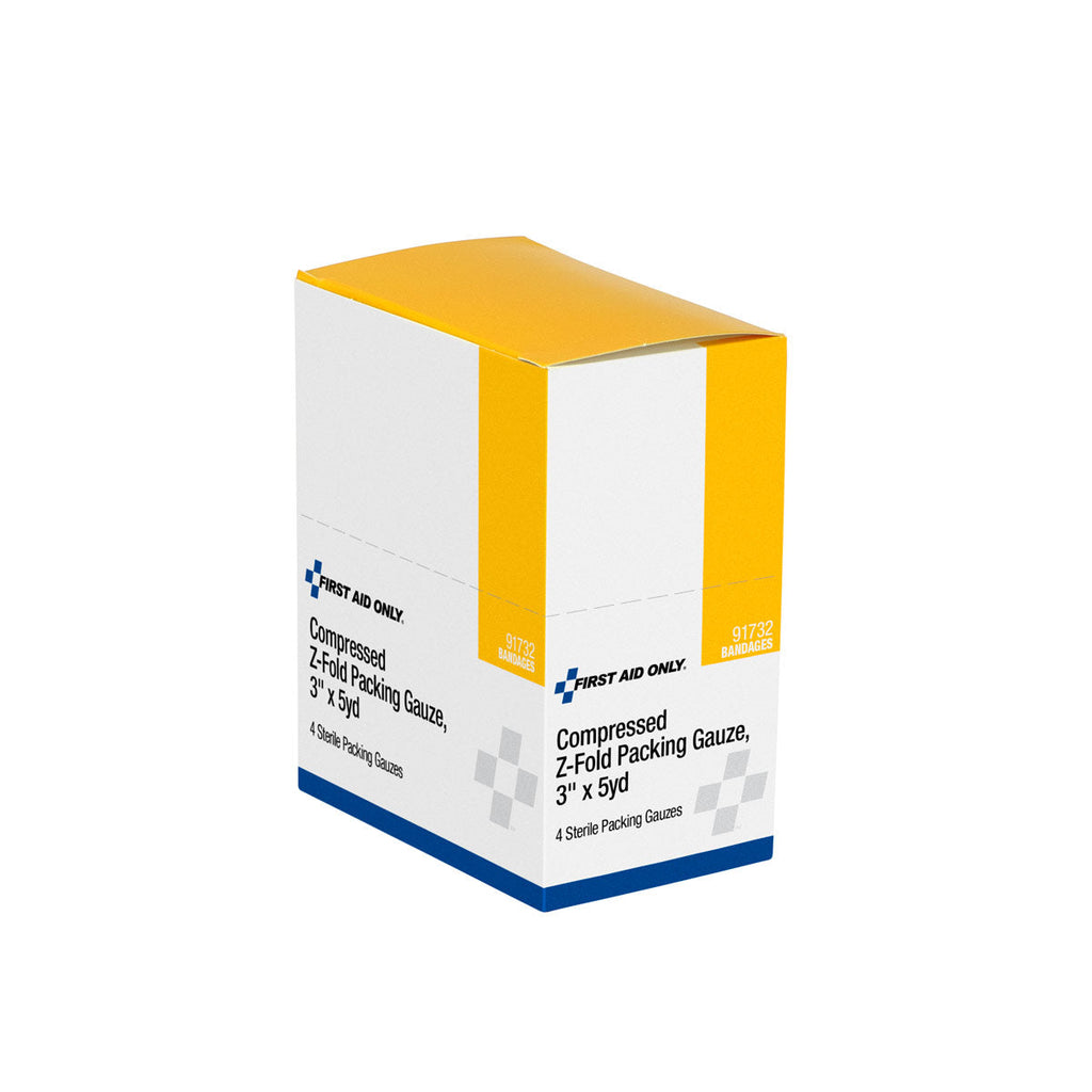 Compressed Z-Fold Packing Gauze 4 per Box - First Aid – firstaidonly