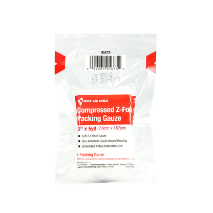 First Aid Only Compressed Z-Fold Packing Gauze 4 per Box