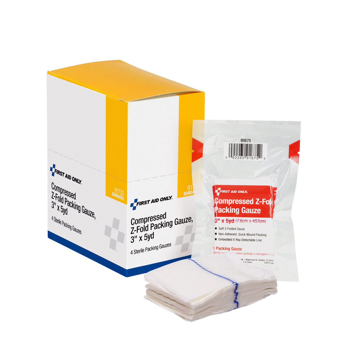 First Aid Only Compressed Z-Fold Packing Gauze 4 per Box